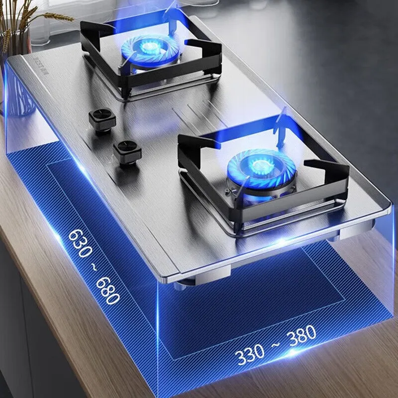 Doppelkopf-Gasherd 5,2 kW Volleinlass-Desktop eingebetteter Mehrzweck ofen Edelstahl platte Gasherd doppelt