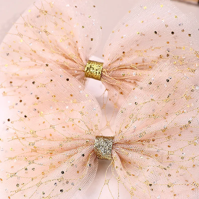 2Pcs Lace Bow Hairband Gold Sparkly Headbands For Kids Sweet Girls Hair Clips DIY Turban Hair Band Hair Accessories