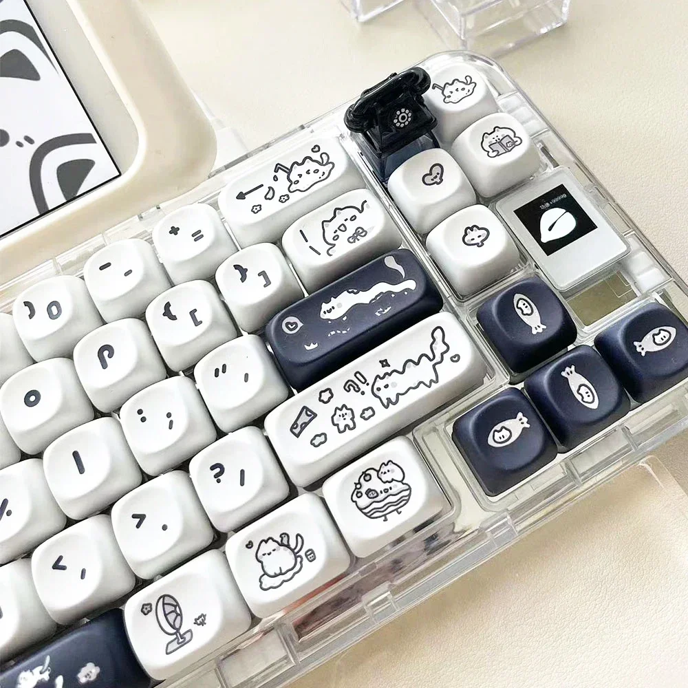 

Black White Keycap 140 Keys MOA Profile PBT Keycaps Dye Sublimation for MX Switch Gaming Mechanical Keyboard Keycap