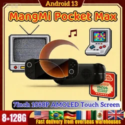 MANGMI POCKET MAX Handheld Game Console 7'' OLED 144Hz Screen Qualcomm SD865 Android13 8000mAh Battery 27W Fast Charging PSP PS2