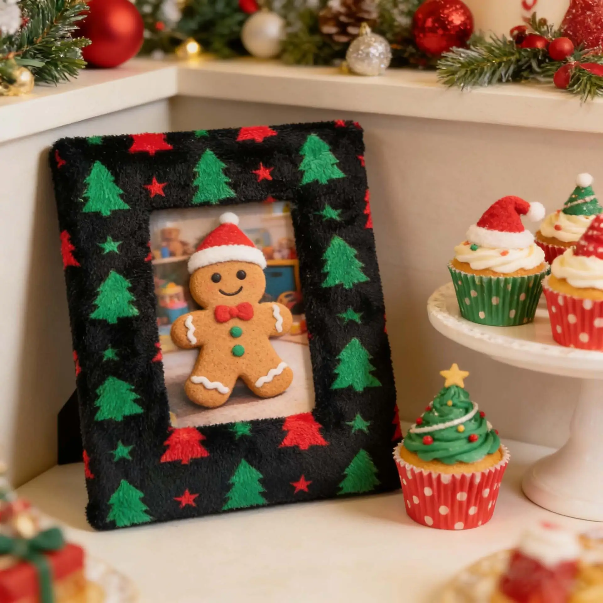 6/7/8 Inches Plush Photo Frame, Christmas Density Board, European Fabric, Photo Case Fabric Frame, Picture Frame
