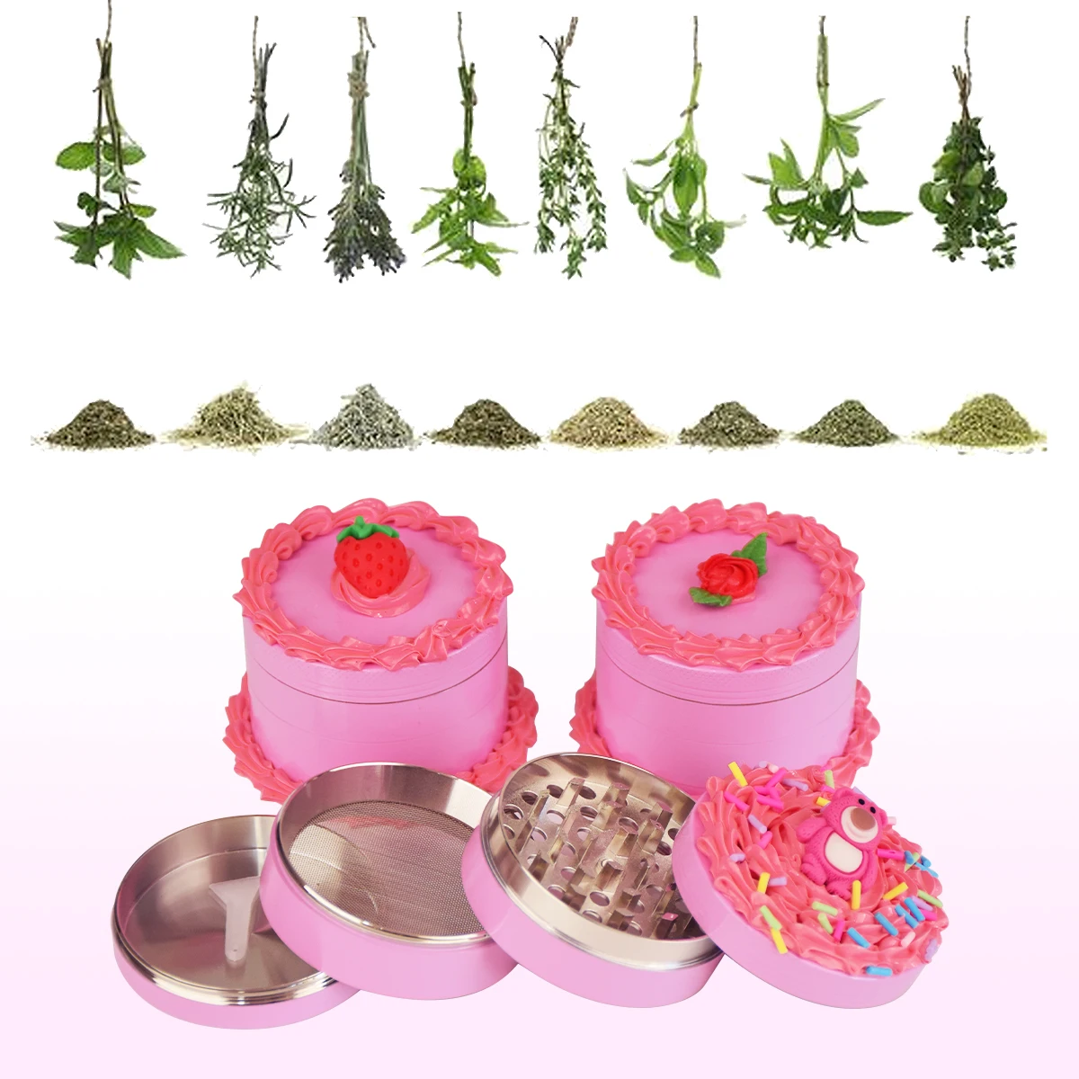 2.75inches Spice Grinder, Cartoon Strawberry Cake Spice Grinder,Creative Grinder, Metal Grinder For Kitchen, Spice Grinders