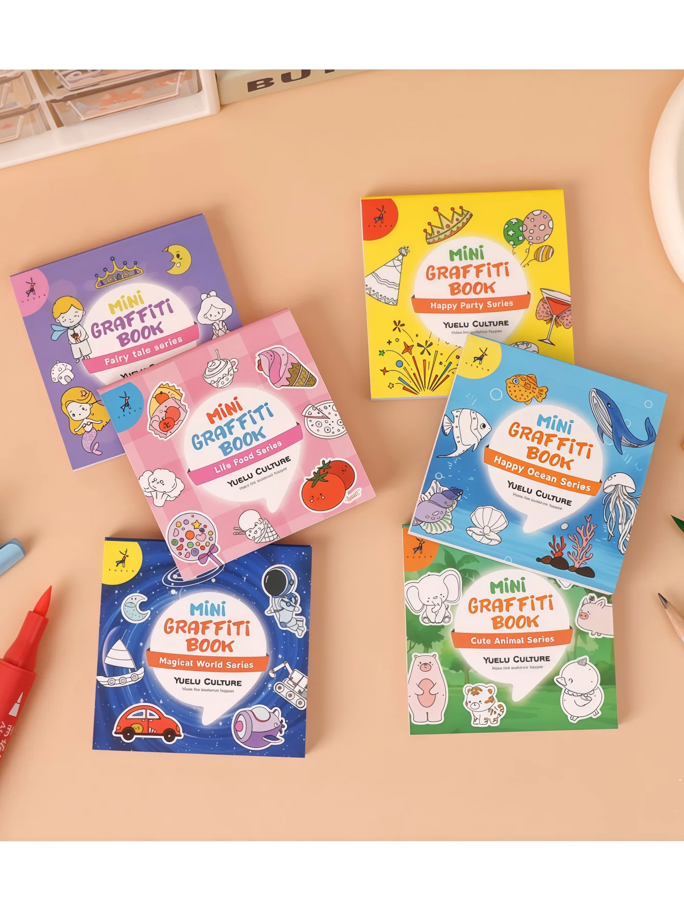 Mini Libro de Dibujo Portátil de Dibujos Animados, Bloc de Colorear para Niños de 50 Hojas, Libro de Colorear con Acuarelas, Libro de Dibujo Educativo para Niños Pequeños