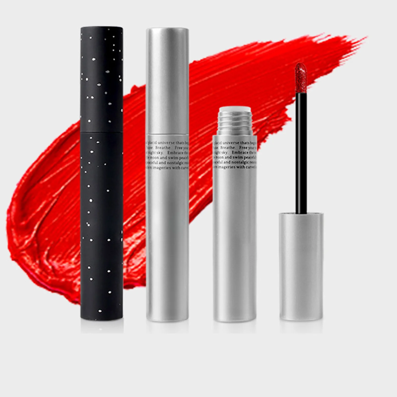 Black/Silver Tube Sweet Style Matte Lip Mud Long Lasting Hydrating Lip Stick For Birthday Party