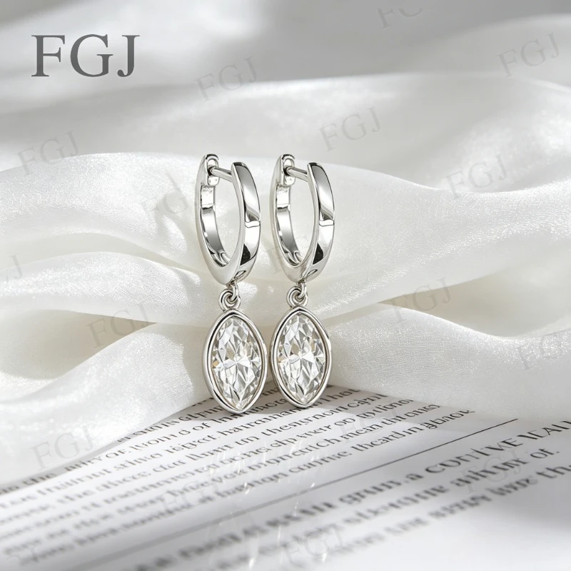 Damen-Ohrringe, Marquise-Diamant, Moissanit, 925er Sterlingsilber, Ohrstecker, Farbe D, VVS1-Klarheit, edler Schmuck, Geburtstagsgeschenk – Detail 6