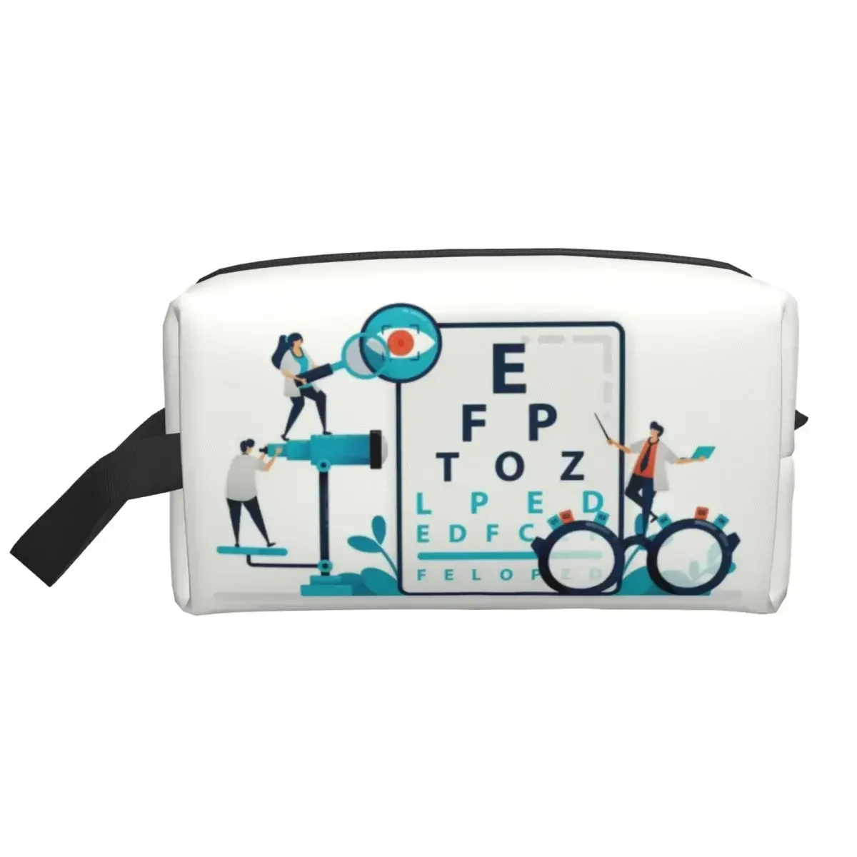 Snellen Chart Eye Exam Travel Cosmetic Bag Women Optometrist Optician Toiletry Makeup Organizer Lady Beauty Storage Dopp Kit