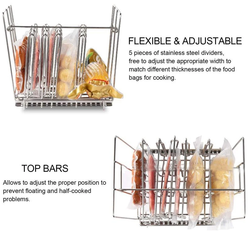 AS63-Stainless Steel Rack For Most 11L Sous Vide Cooker Containers Detachable Dividers Separator For Immersion Circulators