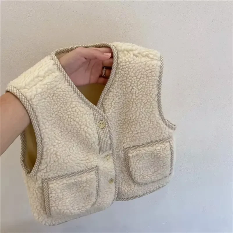 Spring Autumn/Winter Baby Children Waistcoats Winter Toddlers Kids Lamb Fleece Vests Sleeveless Coats Thicken Warm Unisex