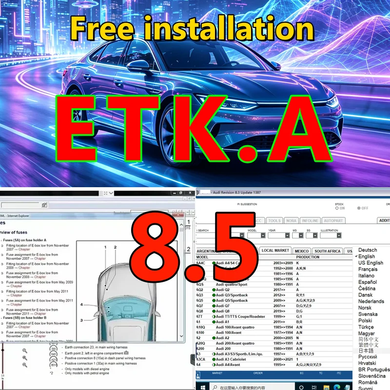 2026 New Etk.a 8.5 for A-udi for V---W Auto Repair Software Group Vehicles Electronic Parts Catalog ETKA 8.5 Multi-Language