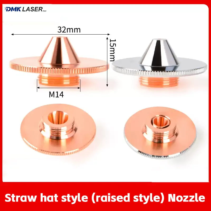 Straw Hat Raised Style Laser Cutting Nozzle D28M11 Single/Double D32M14 Chrome Plated Laser Cut Nozzle For HANS WSX HSG Raytools