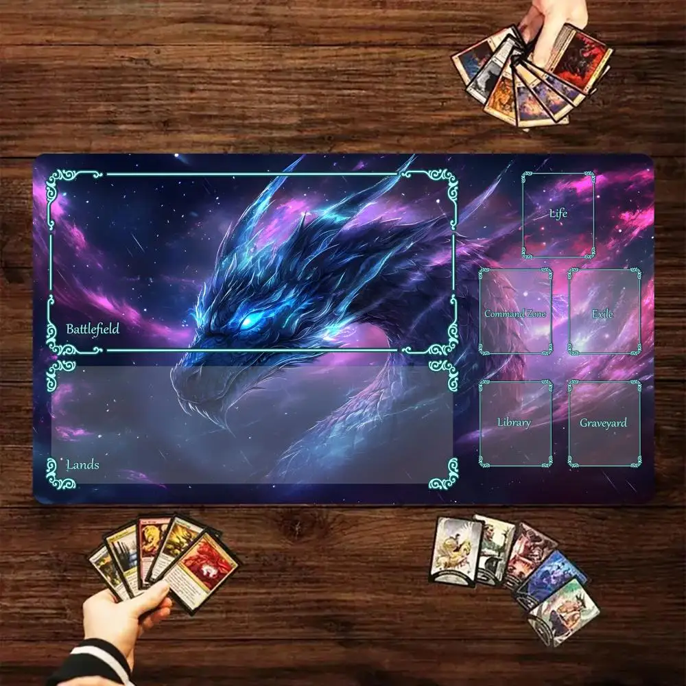 

Unique cosmic dragon and unicorn design MTG Playmat Magic Card Battle Mat 35X60CM gathering gaming mat tapete magic mtg card pad