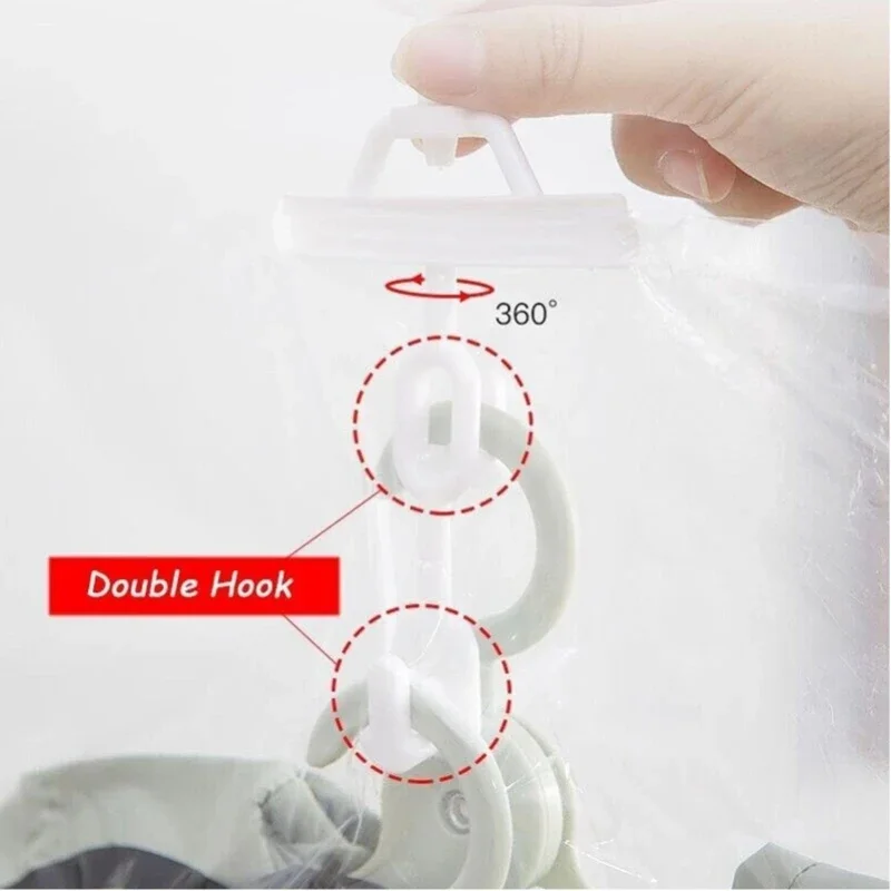 Hanging Vacuum Storage Bag Space Saver Seal Compressed Storage Clothing Bags for Suits, Dress Coats or Jackets, Closet Organizer