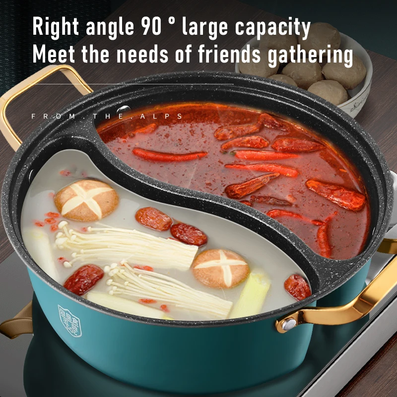 Mandarin Duck Pot With Two Lids Die Casting Maifan Stone 304 Stainless Steel Divided Pot Non-stick Two-Flavor Hot Pot view 4