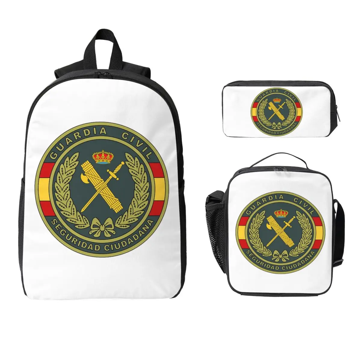 

Emblem Of The Spanish Civil Guard Backpack Student BookBag School Bag Computer Shoulder Bags 3ps Insulated Lunch Bag Pencil Case