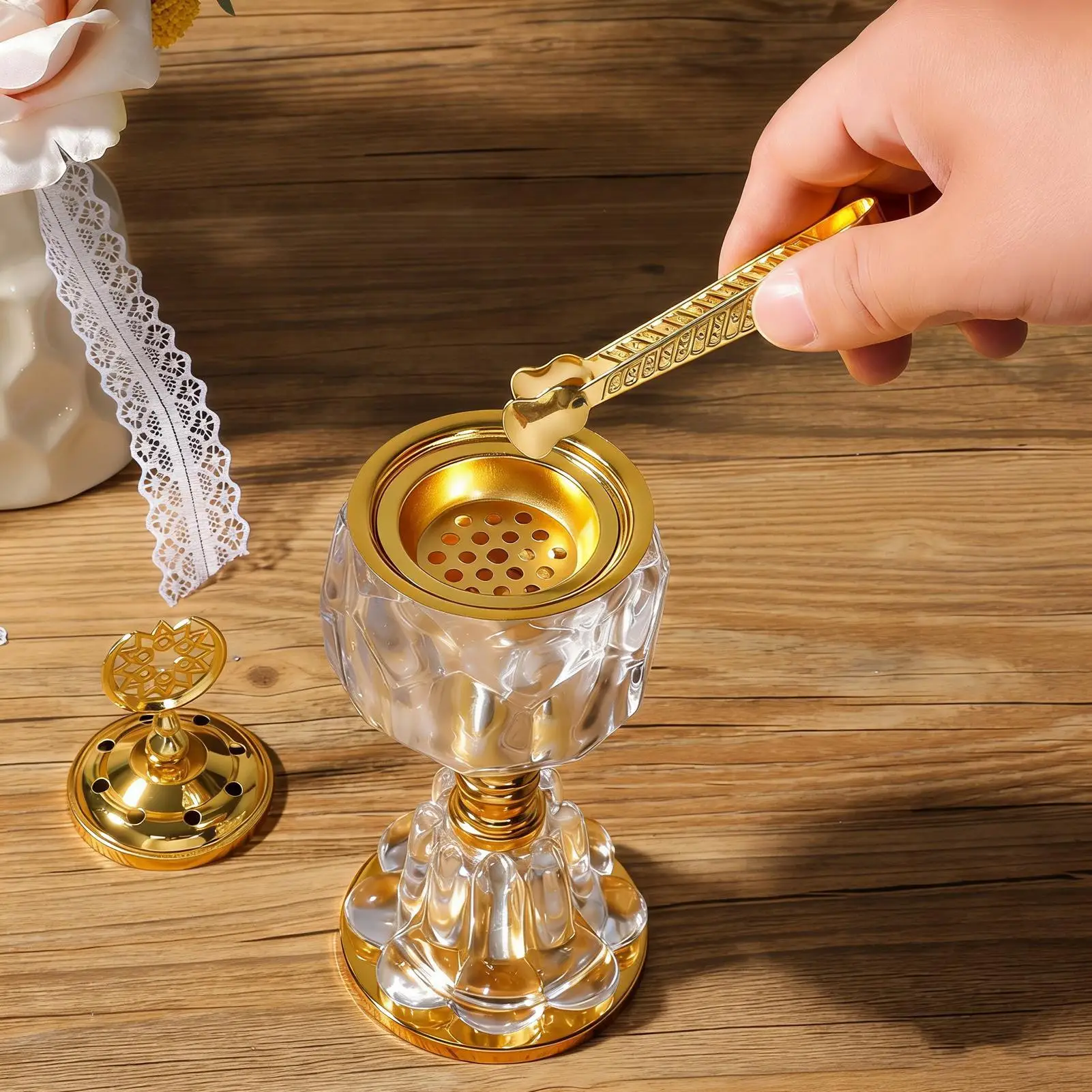 Incense Burner Tongs Stainless Steel Incense Tong Multifunction Non-slip Food Dessert Clamp Ice Clips Spices Tweezers