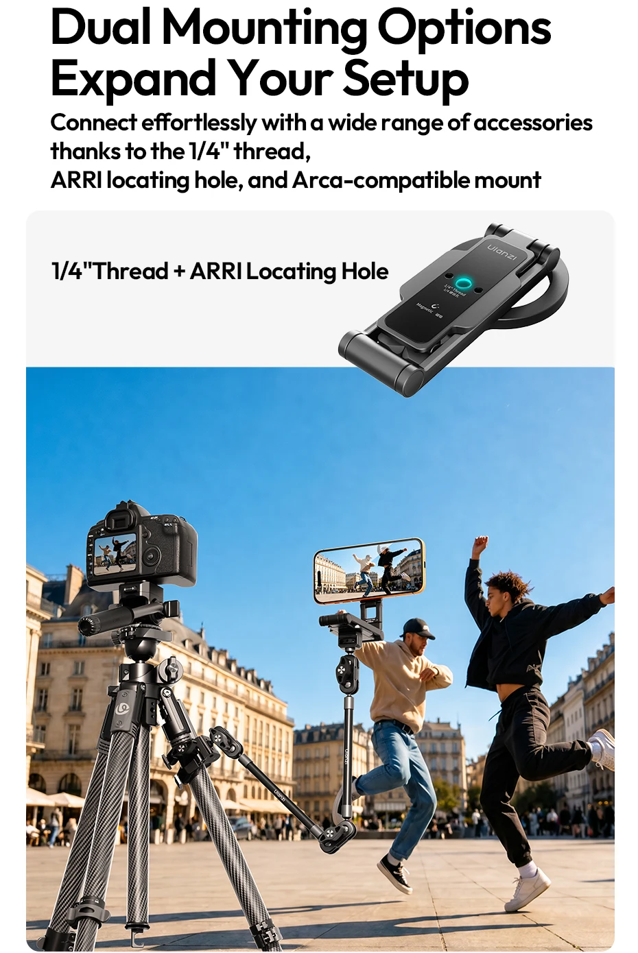 Ulanzi MA67 Overhead-Selfie-Stick mit Griff, magnetischer dreifach faltbarer Handyhalter für iPhone 17, 16, 15, Xiaomi, Huawei, für Vlog-Videos – Detail 8