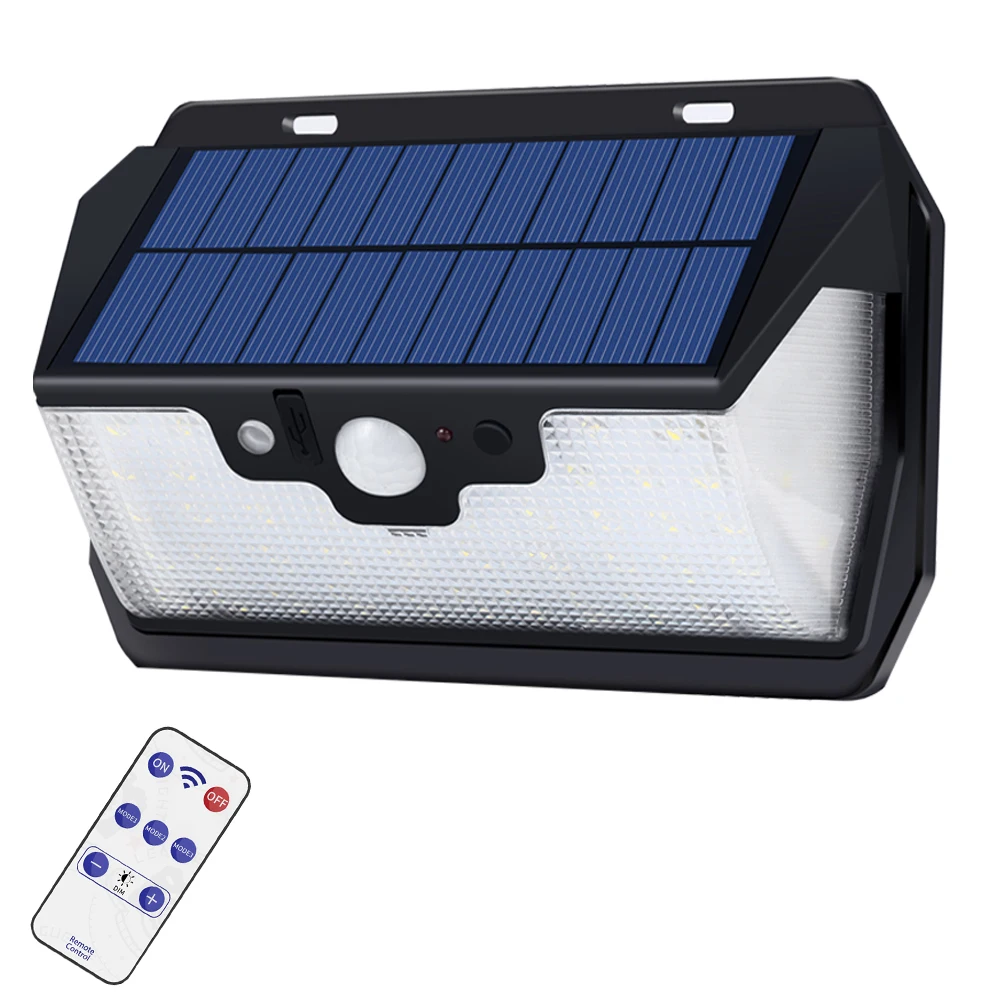 Solar Light Outdoor Waterproof with Motion Sensor Floodlight Remote Control 3 Modes for Patio Garage Backyard  Street Wall Yard