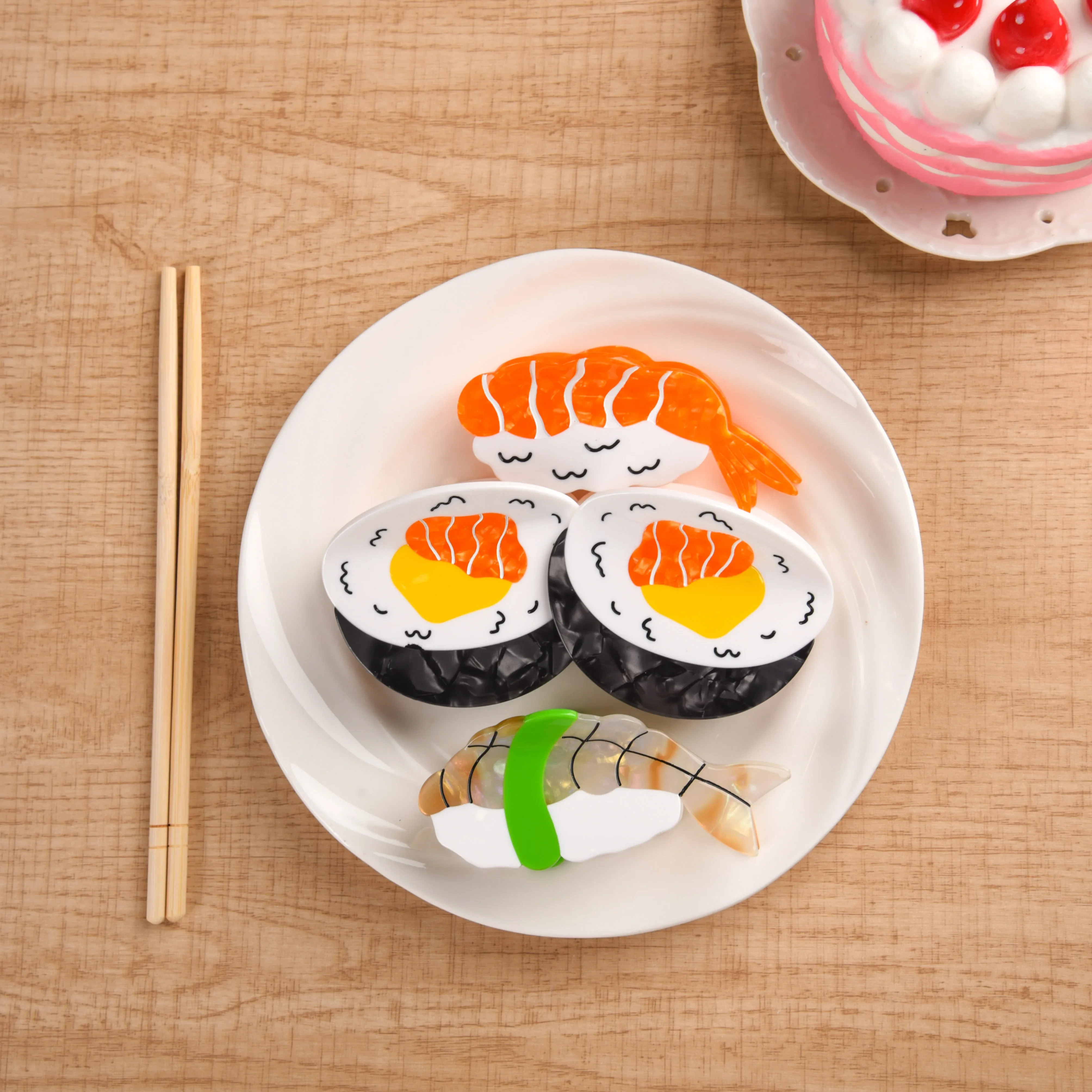 

DS Creative Food Series Salmon Sushi Hair Claw Acetate Claw Clips Delicious Sushi Roll Crab Hair Clip Hair Accessories for Women