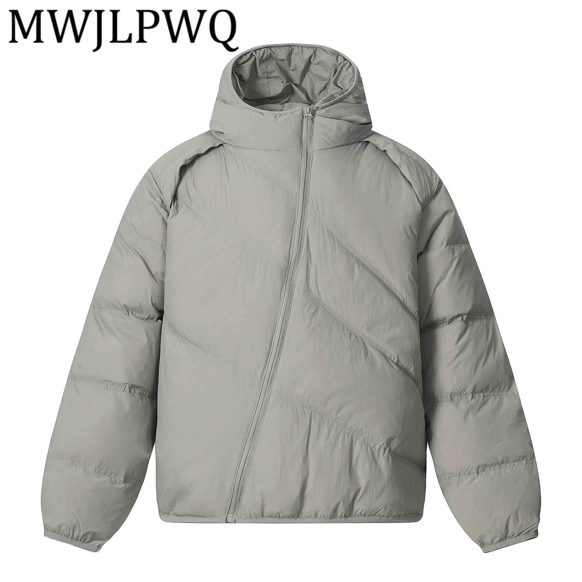 

MWJLPWQ модная зима 2025 года, новая высококачественная стеганая мужская уличная простая универсальная хлопковая куртка в американском стиле с коротким капюшоном 21491