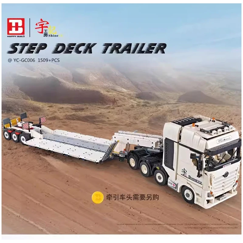 NA STANIE YC-QC007 MOC Techniczny Samochód Ciężarowy Zdalnie Sterowany 1:10 Klocki Model DIY Zabawki Zestaw Prezentów Świątecznych dla Dzieci