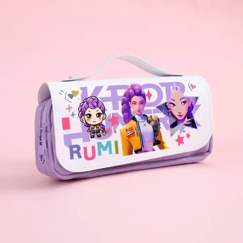 Imagen 2 del producto Nuevo K-Pop Demon Hunters Anime niños estuche para lápices de gran capacidad bolsas impresión dibujos animados Rumi Mira Zoey bolsa de papelería para estudiantes regalos
