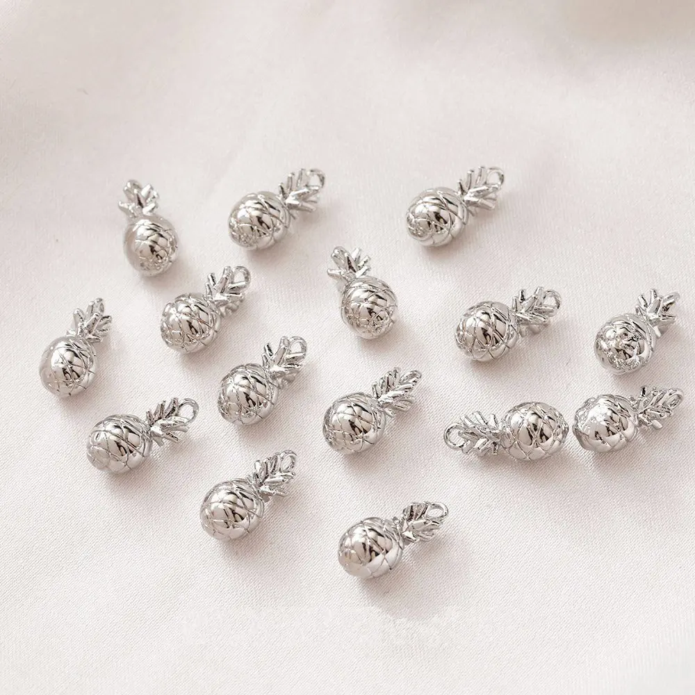 6PCS Dainty Small Pineapple Charms Fruit Charm Jewelry Making Supplies Pendant Findings DIY Brass 14k Gold Filled 6*13mm - view 2