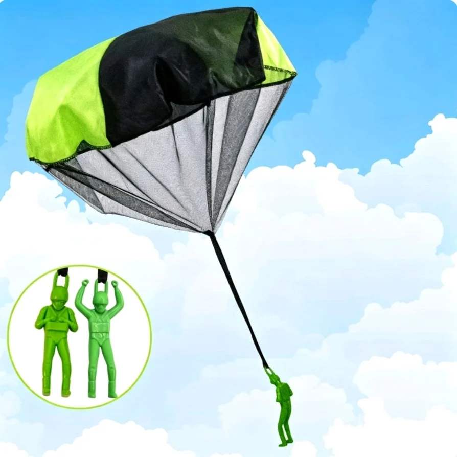Tangle-Free Hand Throw Parachute With Figure Doll Red Green Yellow 3 Colors Outdoor Lawn Yard Flying Leisure Portable