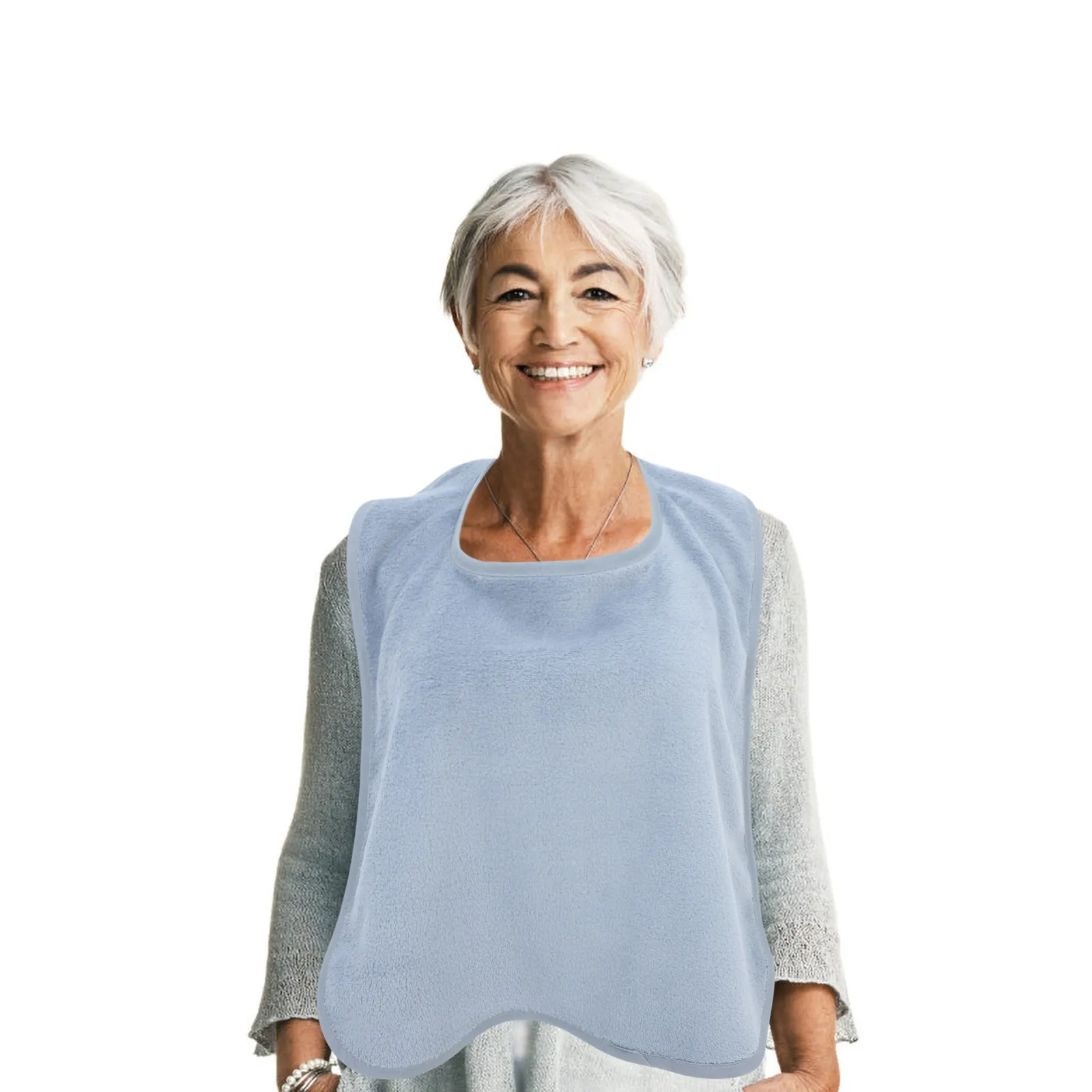 

Polyester Adult Bib Soft Warm Reversible Dining Clothing Protector for Elderly Disabled Men Women Waterproof Oilproof Reusable