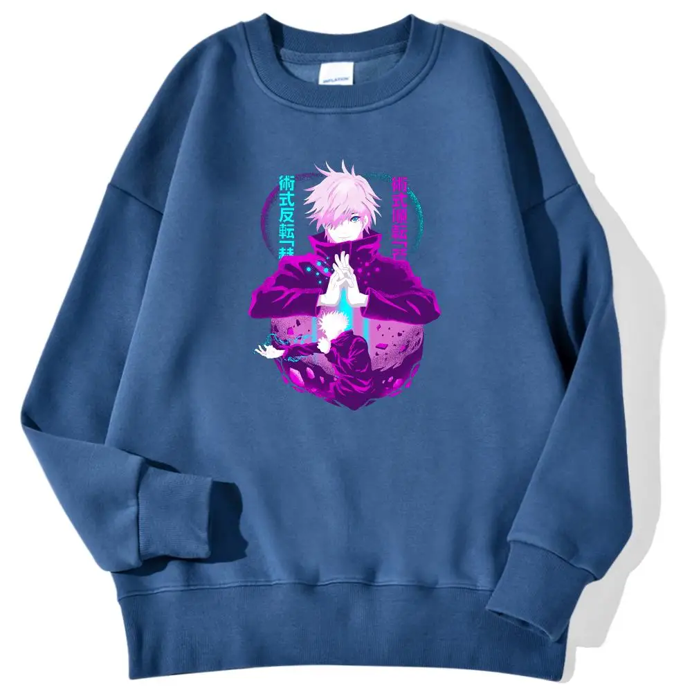 Manga Jujutsu Kaisen Gojo Satoru Printing Pullover For Men Autumn Casual Hoody O-Neck Soft Sweatshirt Street Trend Streetwear