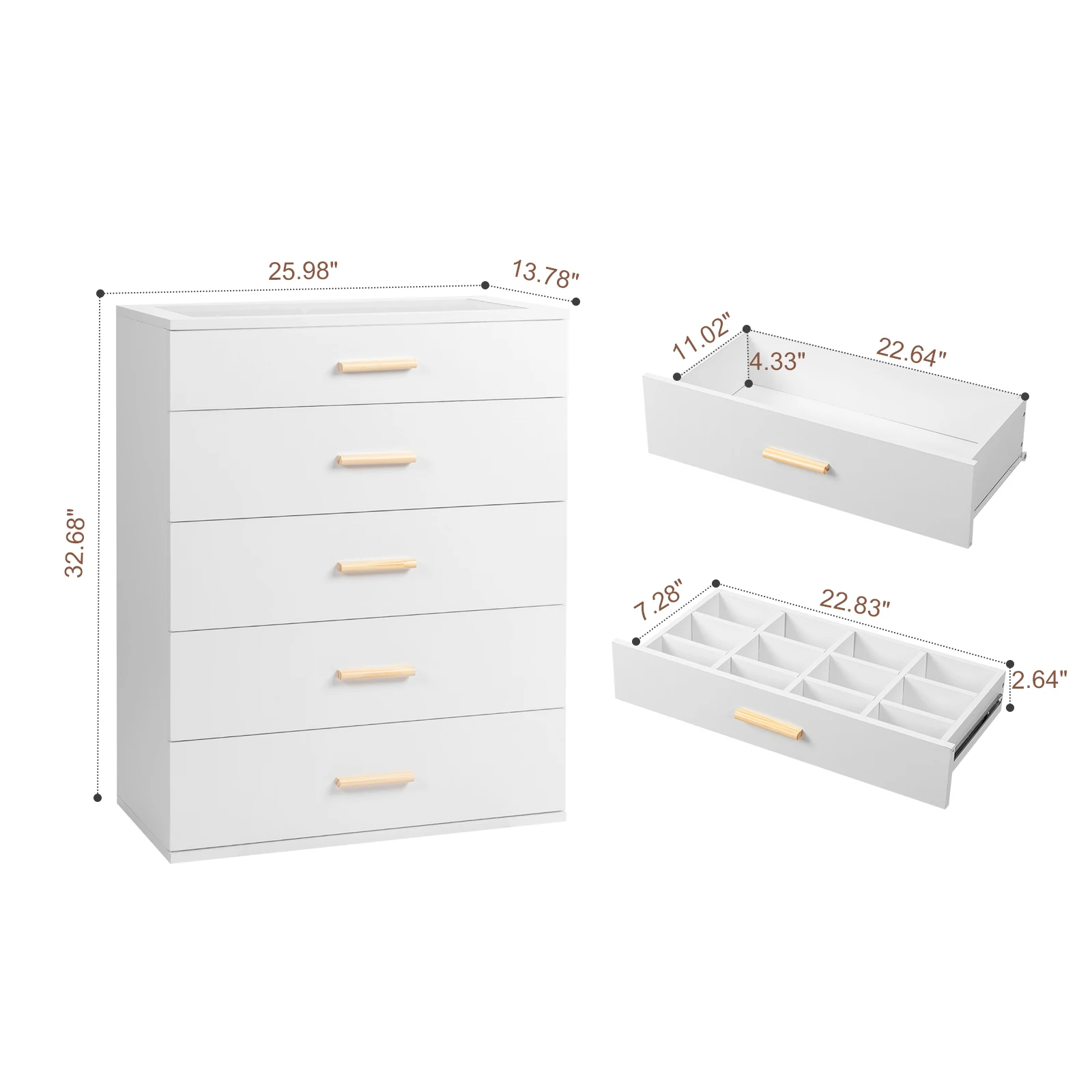 white 5-Drawer Dresser Fabric Storage Tower for Bedroom, Hallway, Closet, Bedroom tempered glass with RGB light drawer cabinet