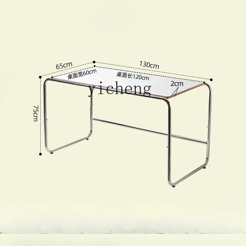 ZC Bauhaus Computer Desk Household Stainless Steel Minimalist Study Desk Mid-Ancient Office Study Desk