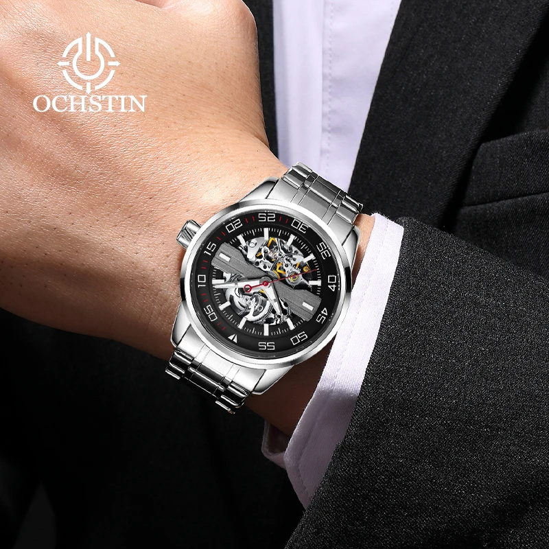 OCHSTIN Luxury Men\'s Watches Automatic Mechanical Wristwatch Hollowing Dial Stainless Waterproof Business Watches for Male