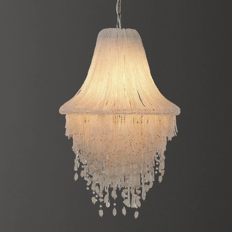 

American Genevieve Creative Tassel Crystal Chandelier Villa B & B Living Room Dining Room Bedroom Stairs