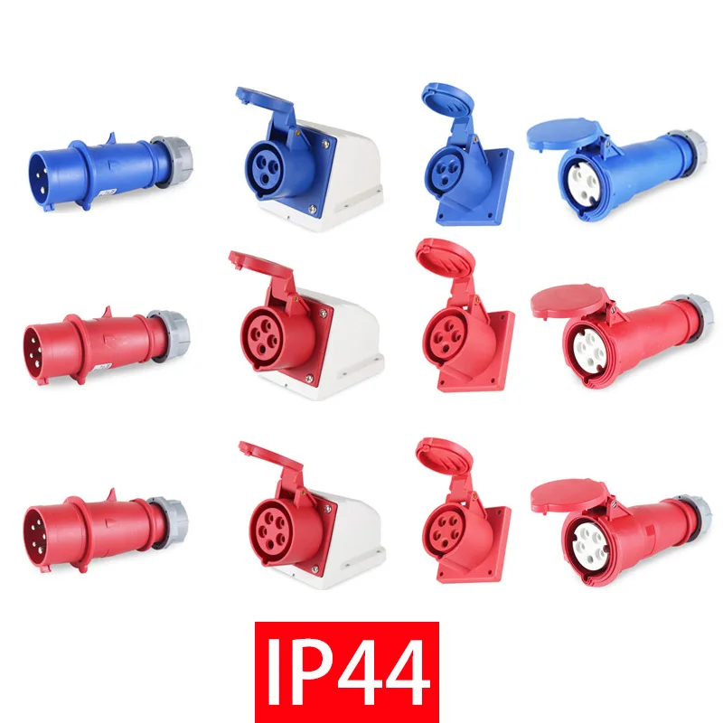 IP67 waterproof industrial electrical plugs and sockets Explosion-proof IP44 16A 32A 3 pole 4 pin 5 core male femal