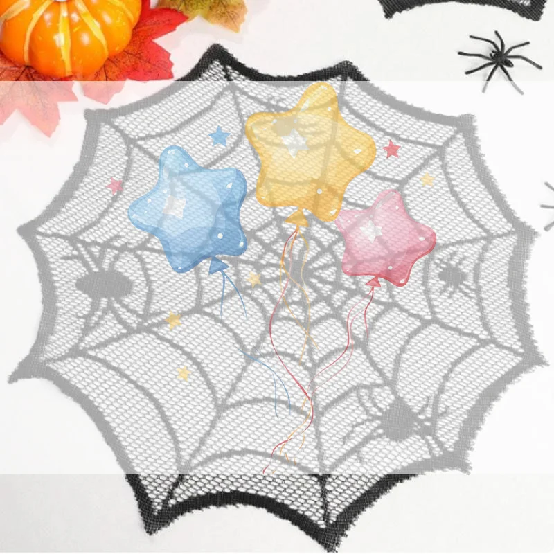 Spider Web Halloween Decoration - 2/4Pcs Spider Web Black Lace Tablecloth