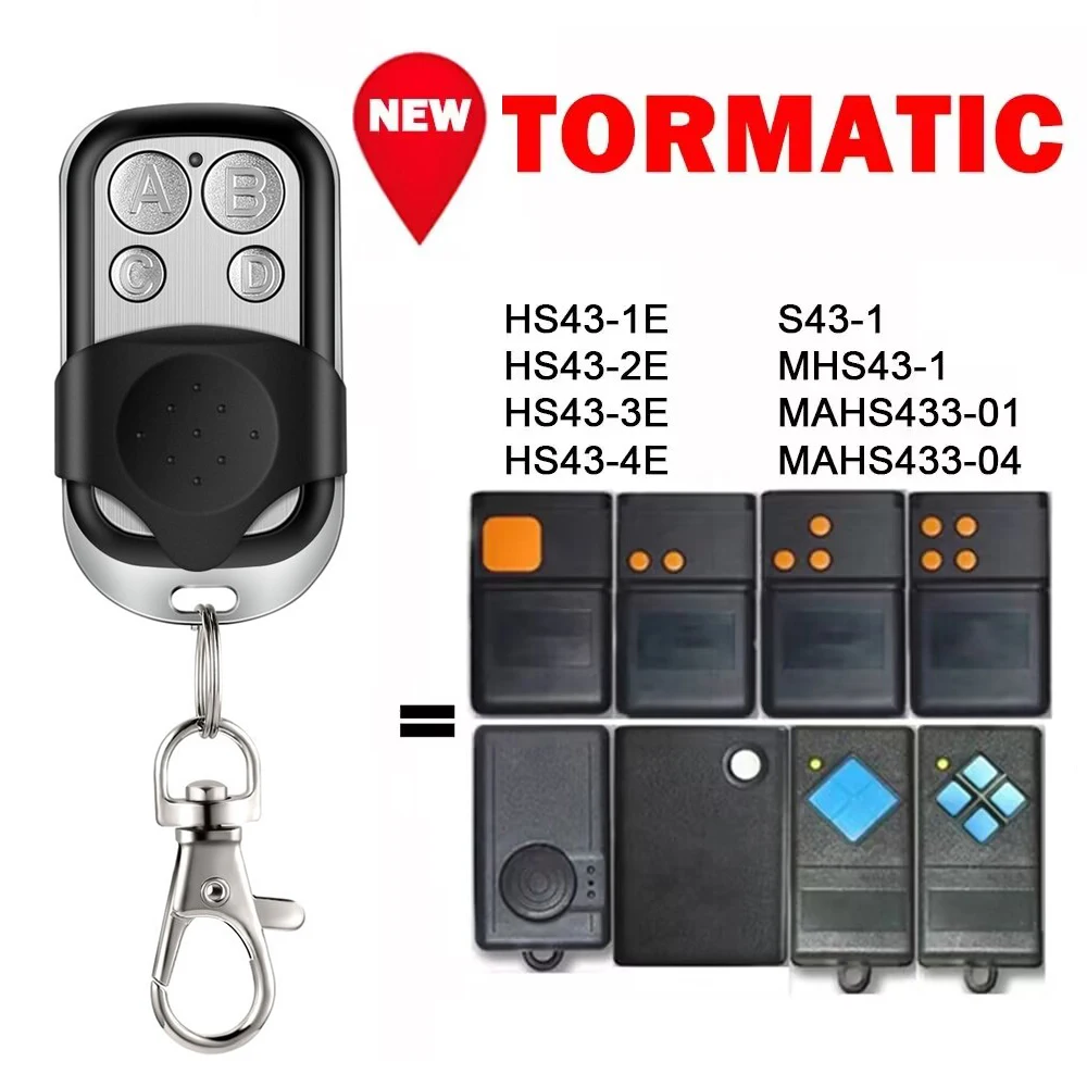 

For TORMATIC S43-1 HS43-1E HS43-2E HS43-3E MHS43-1 MHS433-04 Garage Door Remote Control 433MHz Fixed Code Door Opener