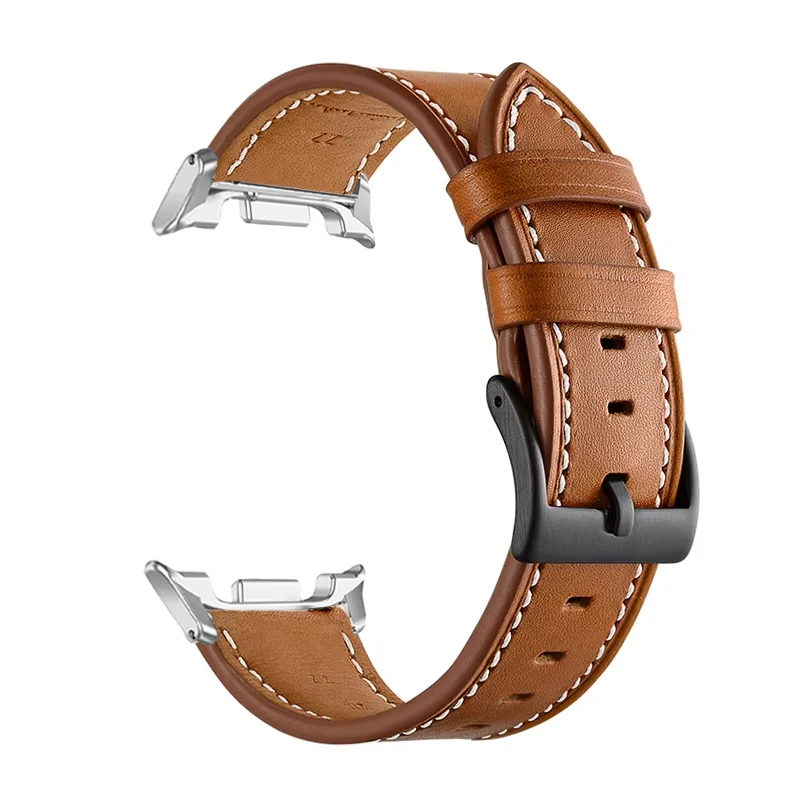 حزام جلدي لساعة سامسونج جالاكسي 8 44 ملم 40 ملم/8 كلاسيكي 46 ملم حزام معصم لساعة سامسونج جالاكسي 7 8 الترا 2025 47 ملم