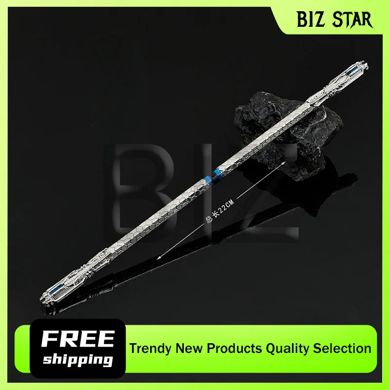 Figura de plata periférica de Anime de estrella golondrina de 22cm/8,66 pulgadas, palo de arma divina Luo Fengyan, adornos artesanales, regalos de modelo de juguete