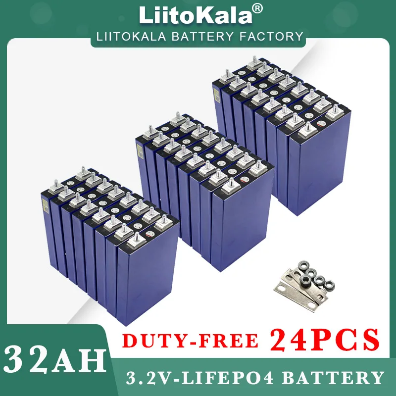 

24x LiitoKala 3.2V 32AH 5C LiFePo4 Battery Lithium diy 12V 24v E-bike Scooter Wheel Chair RV Car Golf Carts Batteries Tax Free