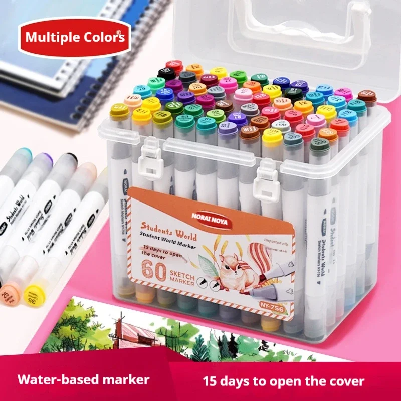 Dual Head Watercolor Markers for Students Waterproof Art and Graffiti Pens in Multiple Colors School Supplies Crayons Stationary