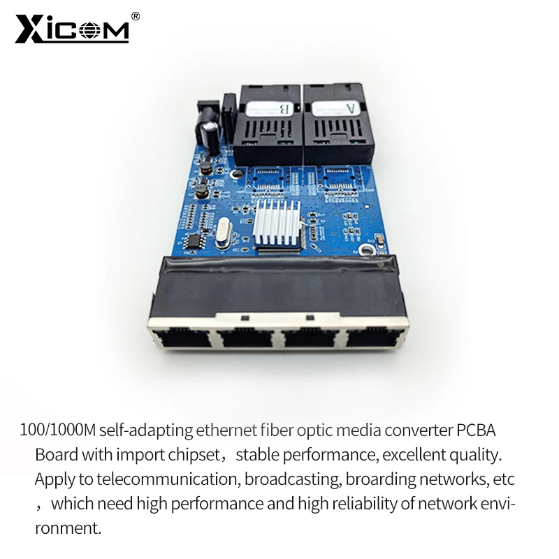 Conversor Gigabit Fibra Óptica, Switch Ethernet, Placa PCBA 1.25G, SC 2F4E, 2 PCs, 4PCs, 10 m, 100 m, 1000m