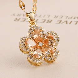 Artificial Gems Four-leaf clover Necklace for women Stainless Steel Lips Neck Chain Female Necklaces Jewelry for Girl