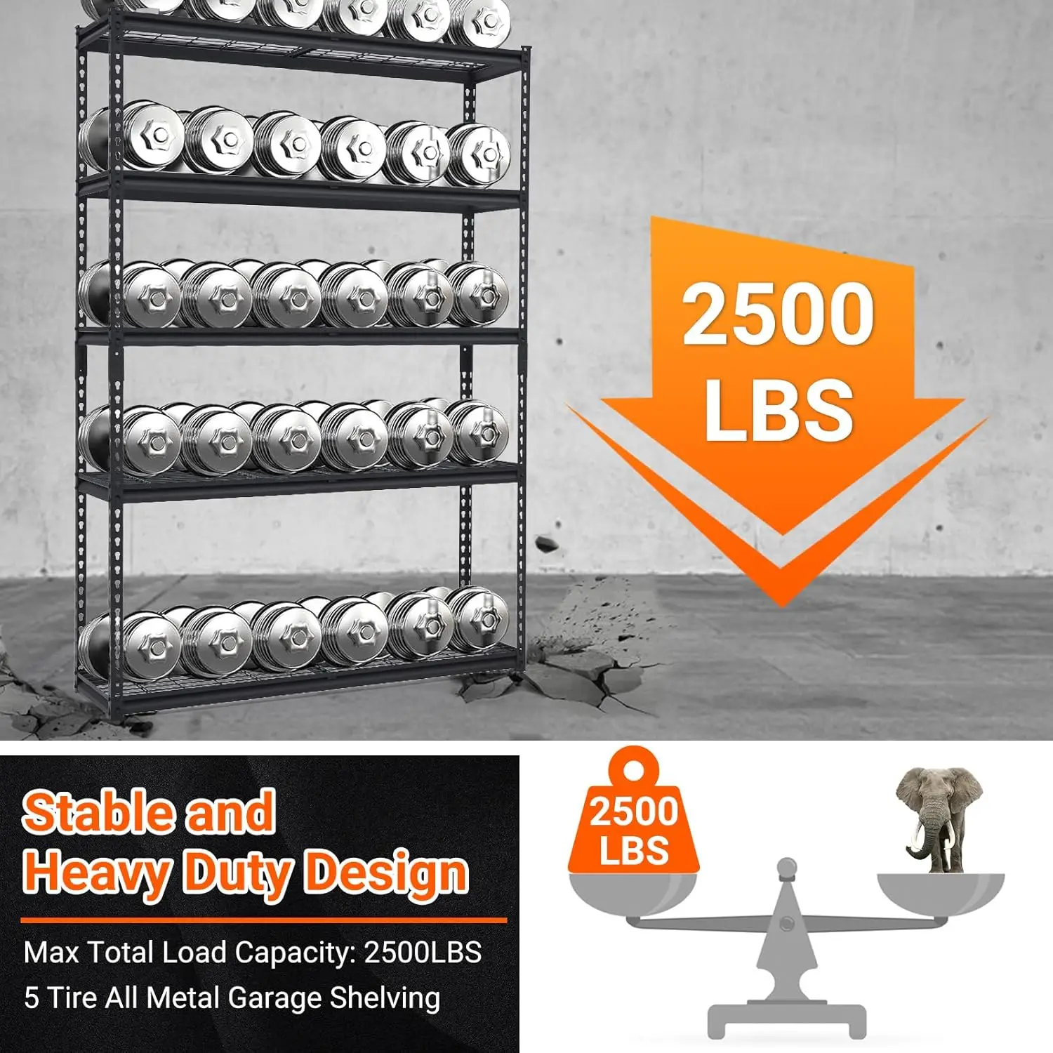 

Garage Shelving Units, 72 x 48 x 18in/71 x 48 x 24in/60x24x72 Inch Metal Heavy Duty Storage Shelves with Adjustable Wire Shelvin