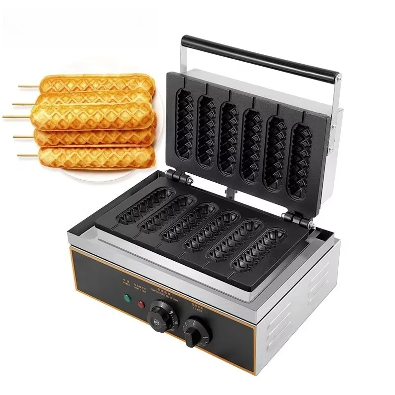 

High Quality 6 in 1 Commercial Sausage Waffle Hot Dog Maker Machine Waffle Stick Corn Dog Maker Non Stick Waflera Tipo Hot Dog