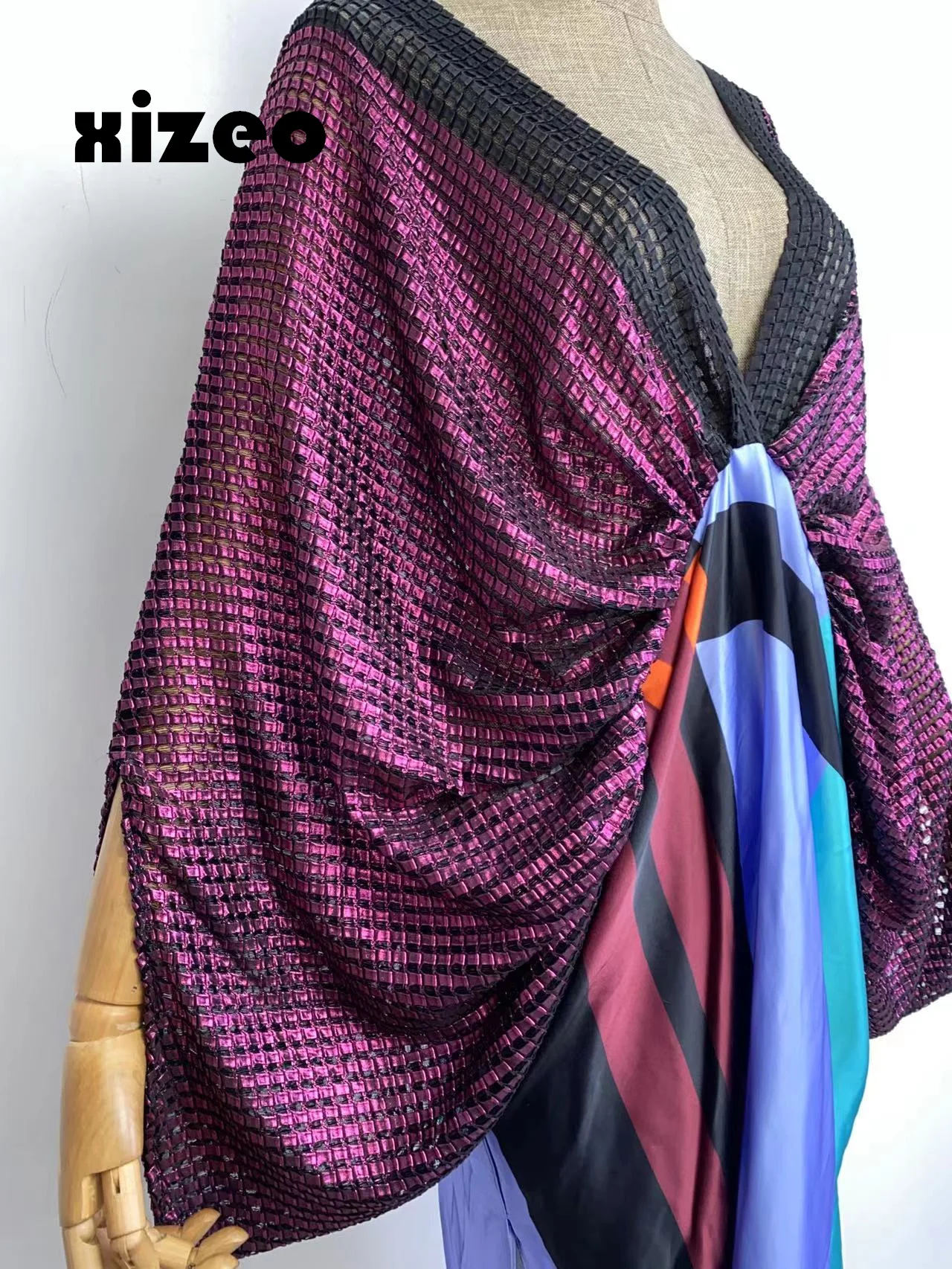 XIZEO 2023 Summer Women Cardigan Kaftan Fashion Sexy Boho African Holiday Free sSze Long Sleeve Silk Feeling Robe Kimono CAFTAN