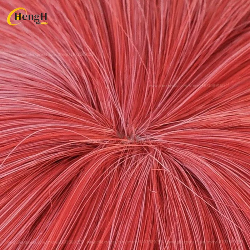 In Stock Ikuyo Kita Synthetic Hair Anime 50cm Long Rose Red Side Tied Braid Cosplay Anime Wig Heat Resistant Hair Halloween Wigs