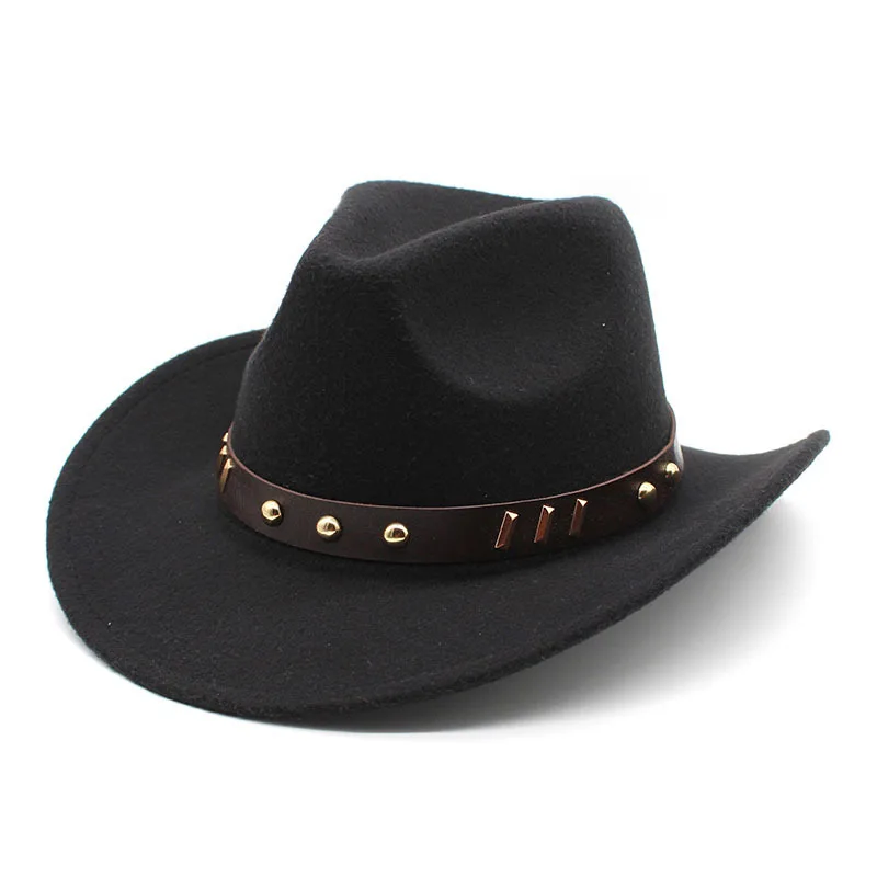 Western Black Cowboy Hat Jazz Knight Hats For Men Ethnic Style Felt Hats With Bull Shaped Decor Grassland Country Hat sombrero