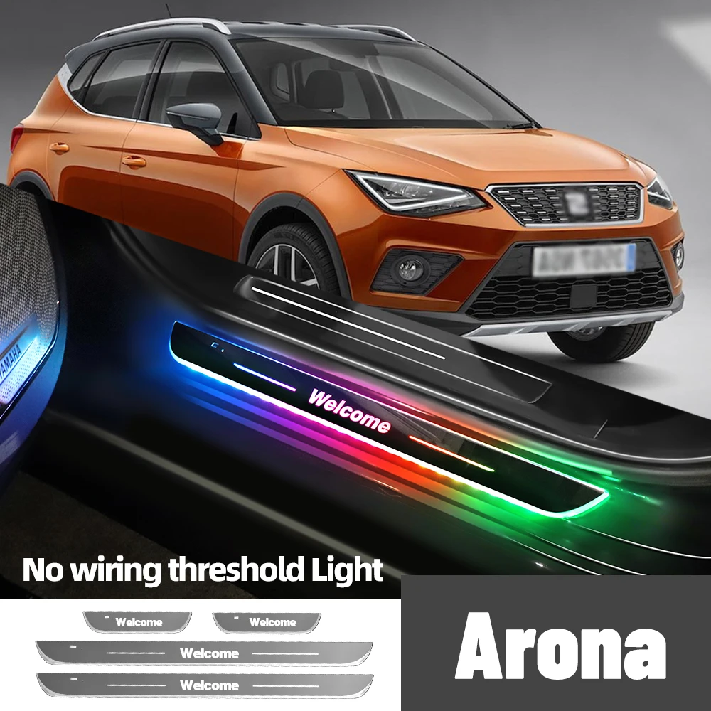 

For Seat Arona KJ7 2017-2023 2021 2022 Car Door Sill Light Customized Logo LED Welcome Threshold Pedal Lamp Accessories