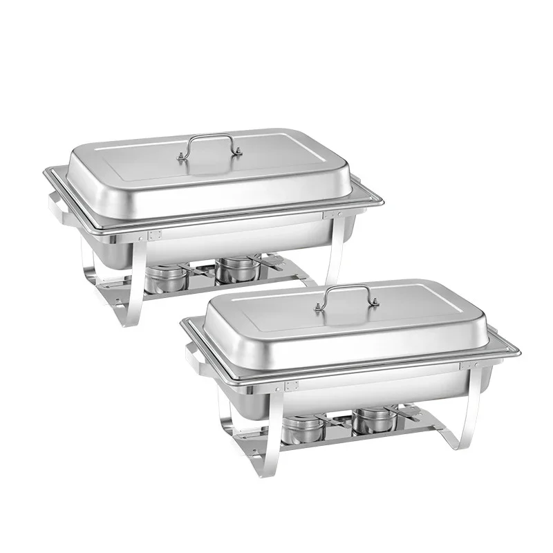 Estufa de comedor multifuncional, Chafer de acero inoxidable con sartenes de tamaño completo, juego de Buffet para Catering, servidor calentador de alimentos, 2 uds./4 uds./6 uds.