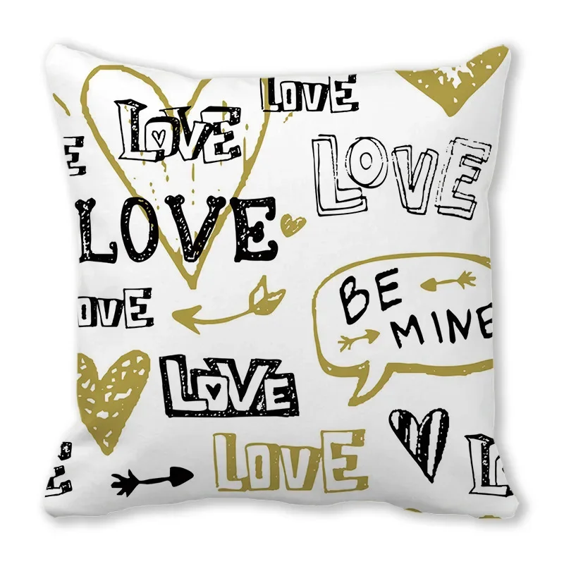 Heart Print Pillowcase Home Decor Seat Living Room Sofa Pillow Case Valentines Day Love Cushion Cover